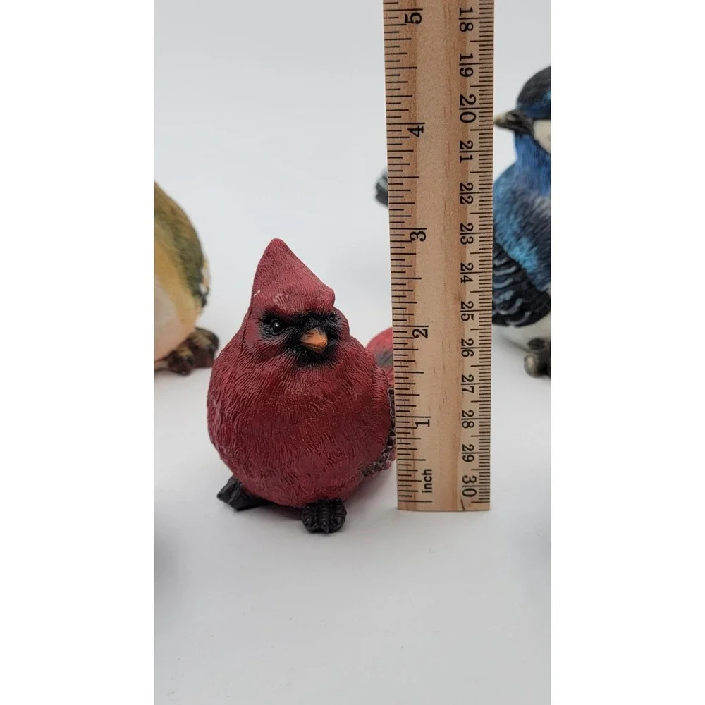Set Of 5 Lovely Resin Colorful Bird Blue Figurines Cardinal Warbler